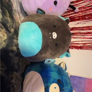 3 Squishmallows! Purple butterfly, blue & black bat, blue dragon.